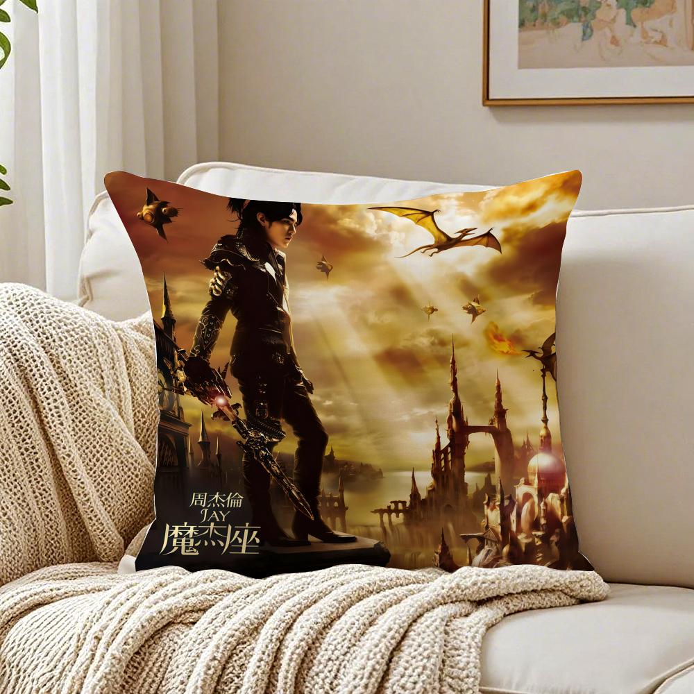 Chinese Pop JJay Chou Album Cover Cushion Cover Linen Pillowcase Soft for Sofa Bed Home Room Decor