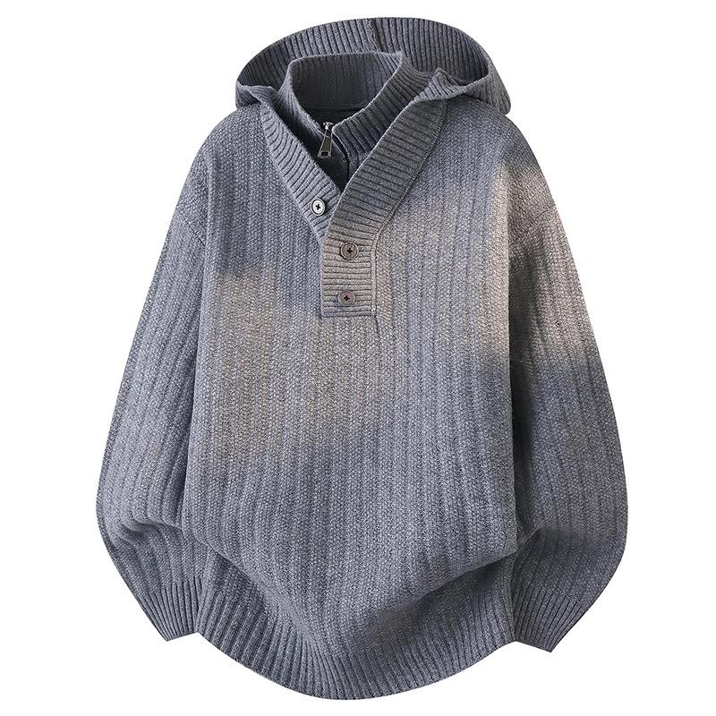 Men s Autumn & Winter Striped Hooded Sweater: Casual, Fashionable, Loose Knitwear M