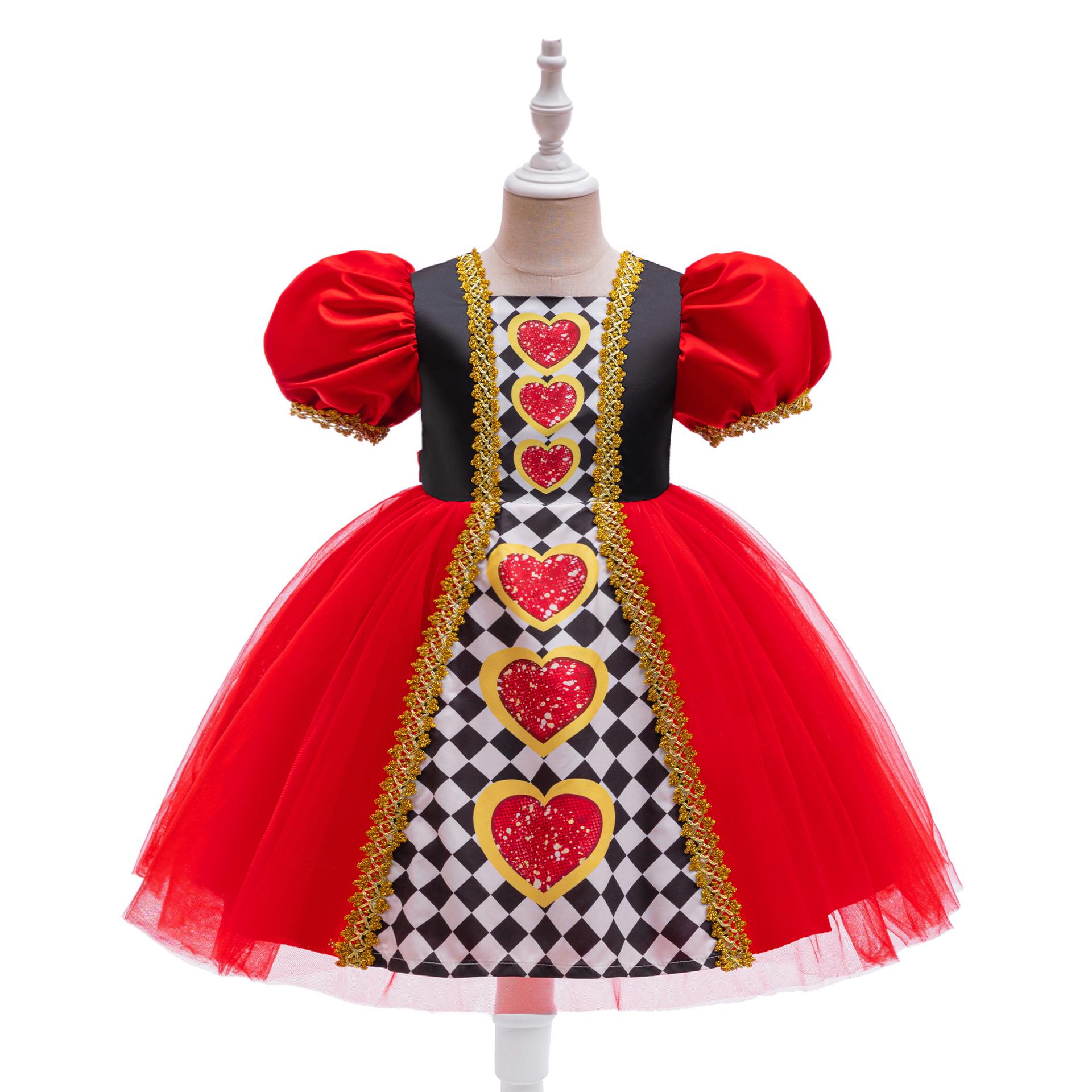 

Fright Night Queen of Hearts Alice in Wonderland Plaid Party Dress for Girls 120cm