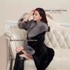 Women's Mid-Length Faux Fur Coat with Large Collar