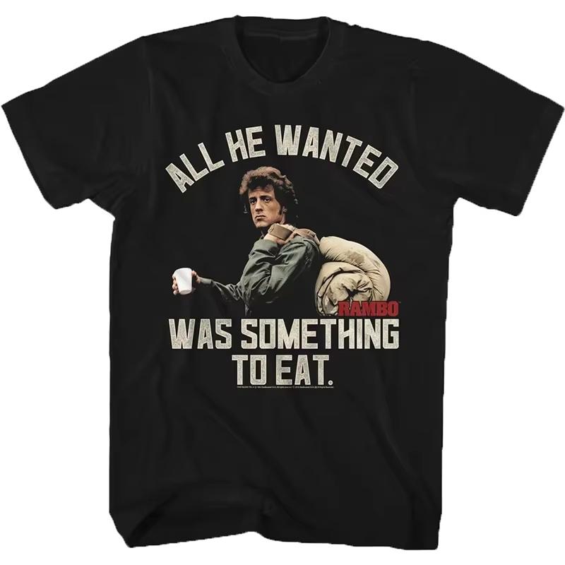 S5XL Summer Arrival1982 First Blood Rambo Sylvester Stallone Classic Movie Print Mens TShirt Casual Retro Style Unisex Top M