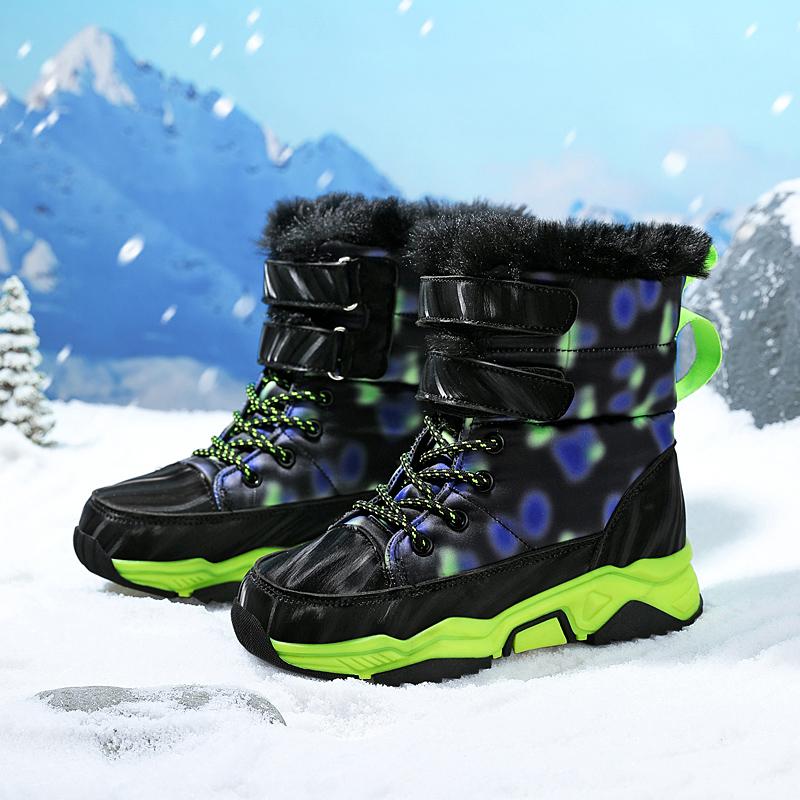 Winter Children's Plus Size Anti Slip Wear-resistant and Plush Warm Outdoor High Top Cotton Shoes Snow Boots