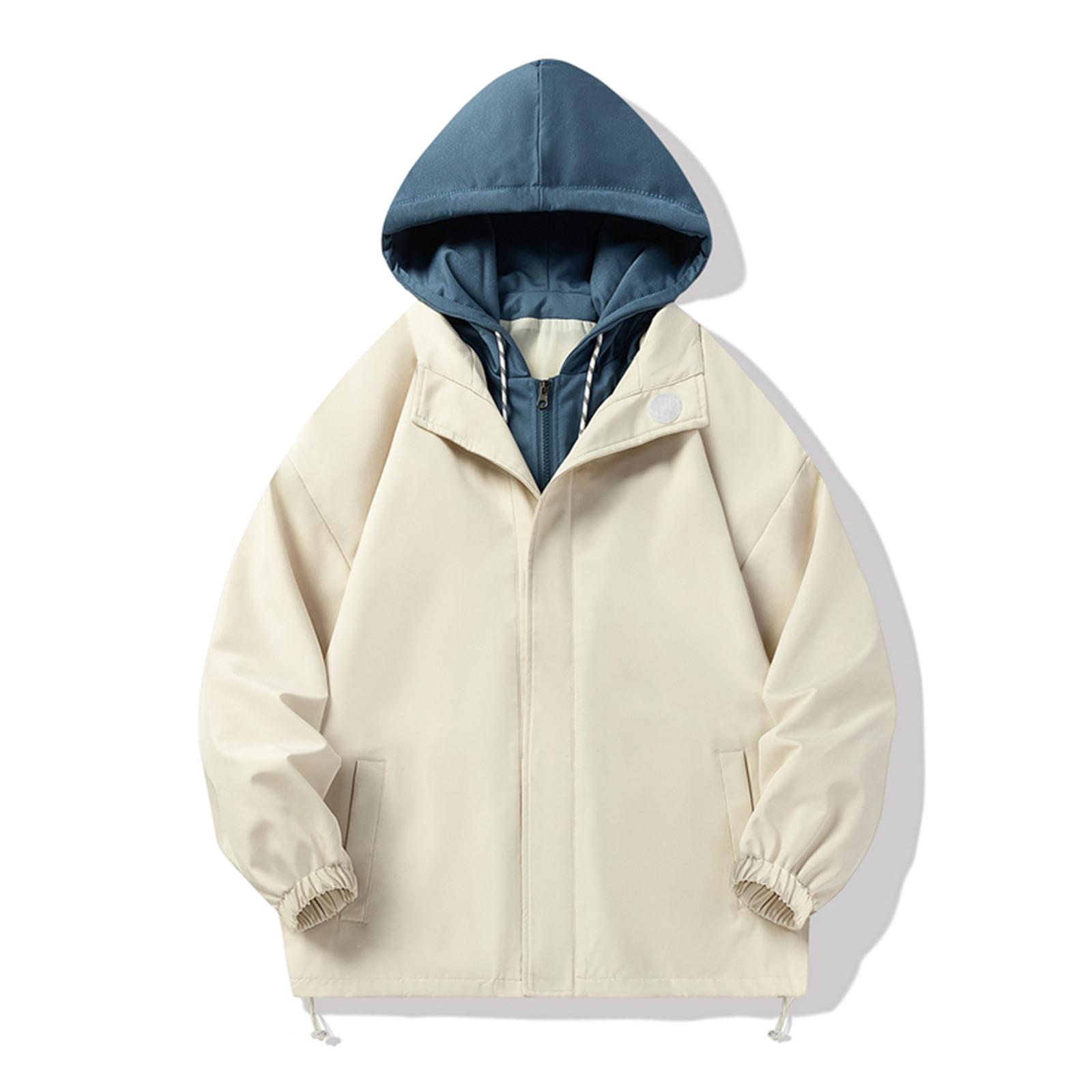 

Спецодежда Куртка Мужская с капюшоном на молнии Модная повседневная мужская одежда XL бежевый