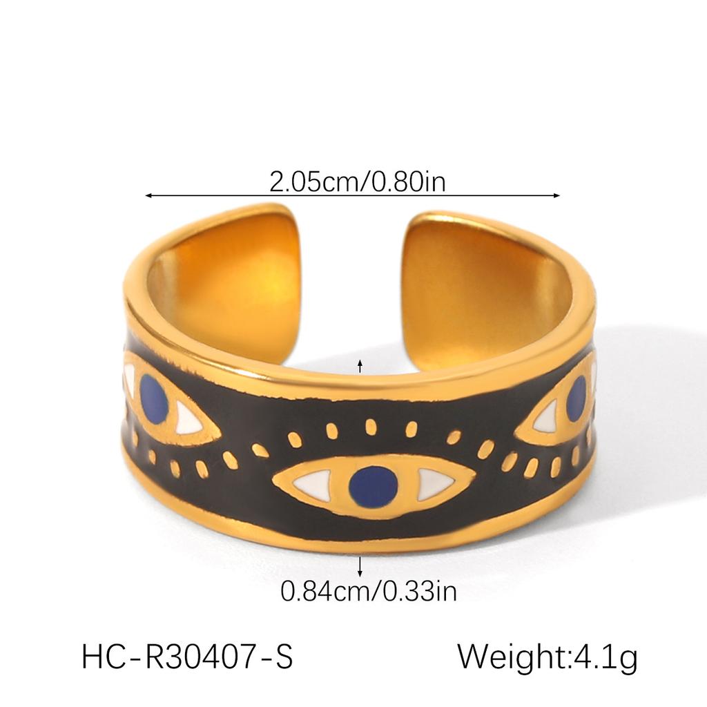 French Retro Turquoise Evil Eye Stainless Steel Ring for Women, Non-fading Ring, Niche Light Luxury Hand Jewelry