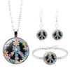 Friedenszeichen Zeit Edelstein Halskette Armband Ohrringe Dreiteiliges Schmuckset Geschenk