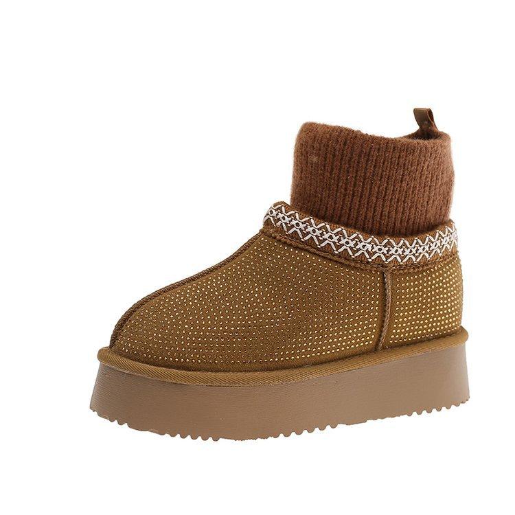 

Этнический стиль толстая подошва мех интегрированные зимние ботинки женские 2025 новые зимние бархатные утепленные теплые хлопковые ботинки короткие ботинки 40 коричневый