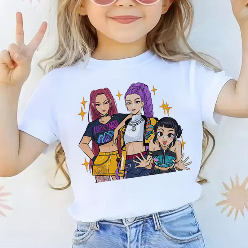 Comfortable Versatile Children's Clothing Top Fashion Printed Short Sleeves Loose T-Shirts Girls