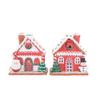 Red Gingerbread House Tabletop Ornaments, Santa & Snowman Christmas Decor (2Pcs Per Set)