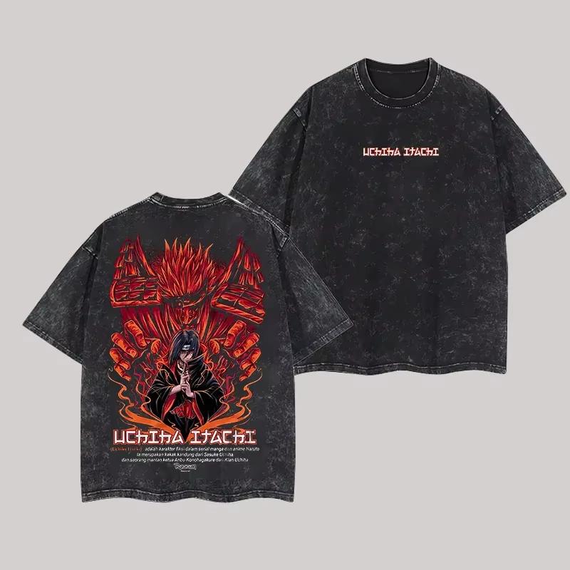 

Itachi Susanoo Tshirt Naruto Manga Tee Vintage Washed Oversized Retro Anime Harajuku Streetwear Mens Graphic Clothes Top Gift XL