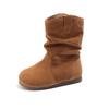 Girls Winter Mid-Calf Boots Warm Faux Leather Snow Kids Age 4-12 Rubber Sole Slip-Resistant