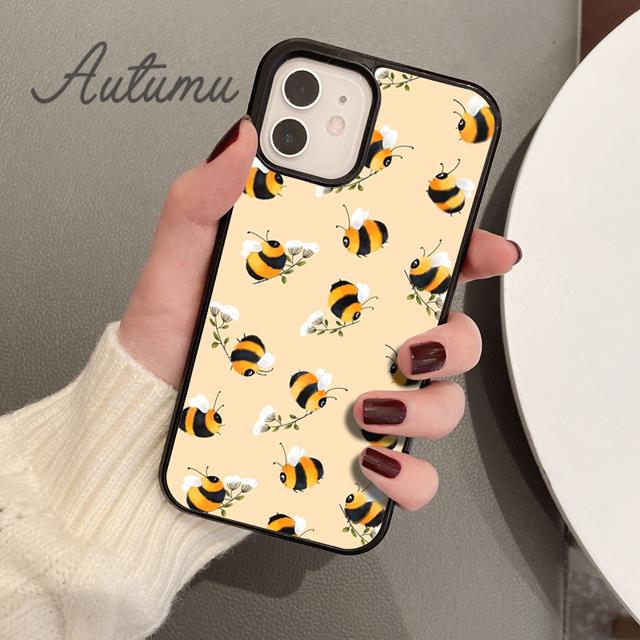 Bumble Bee Honeycomb Honey Phone Case for iPhone 11 12 13 14 Pro Max Mini XR XS SE 2020 6 7 8 Plus Samsung Galaxy S21 S22 Cover