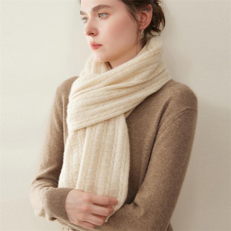 100% Pure Cashmere Women's Scarf - Fashionable, Warm, Comfortable, Solid Color Knit for Autumn/Winter