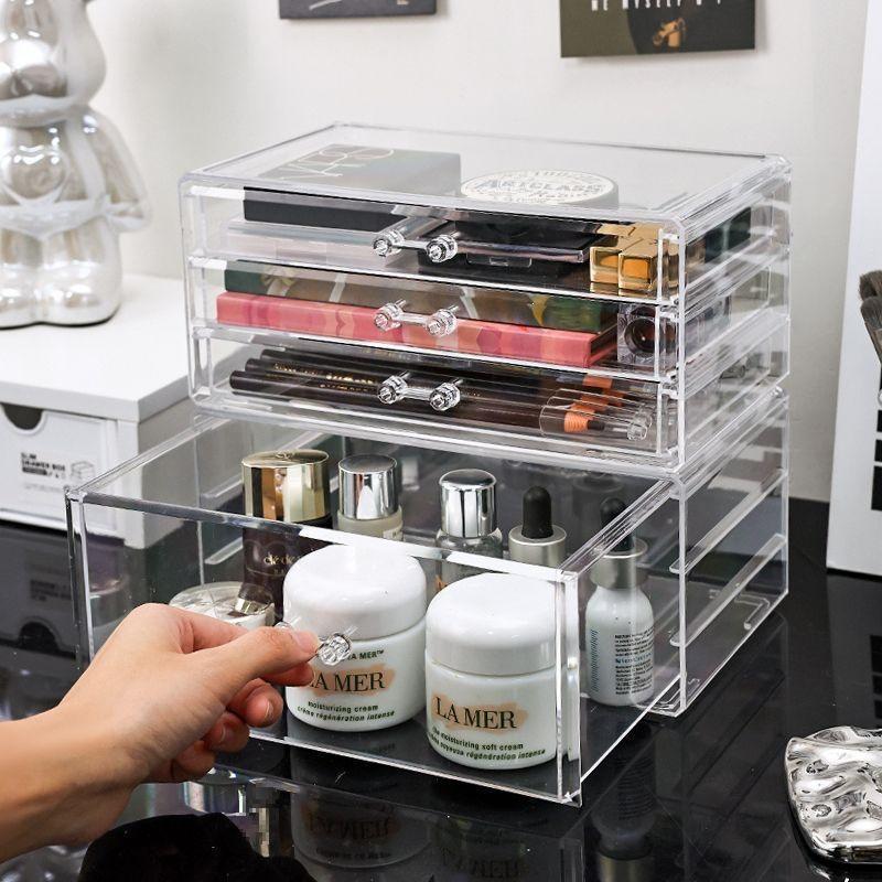 Clear Acrylic Skincare and Nail Polish Desktop Drawer Organizer
