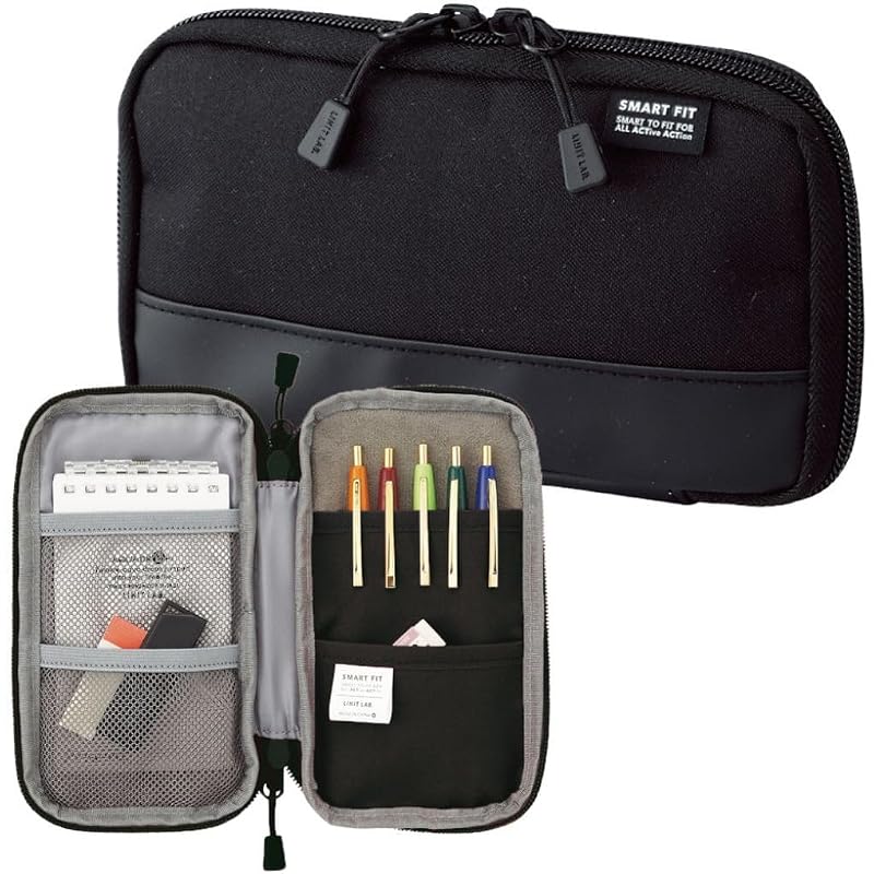 LIHIT LAB Slim Pen Case, Business Style, Adult Gadget, Compact Pen Case, Black A7687-24