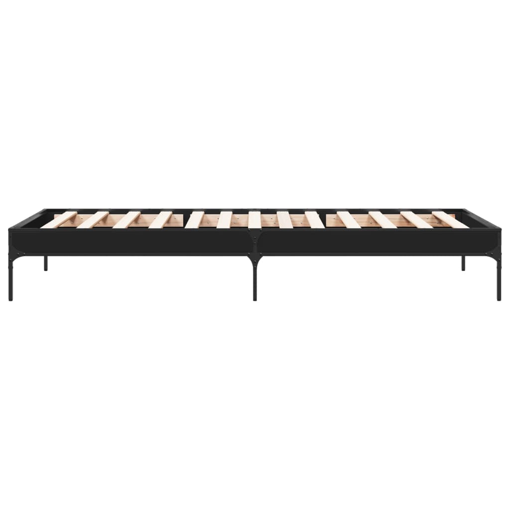 Bed Frame in Black 75 x 190 cm Made of Wood Based Material and Metal