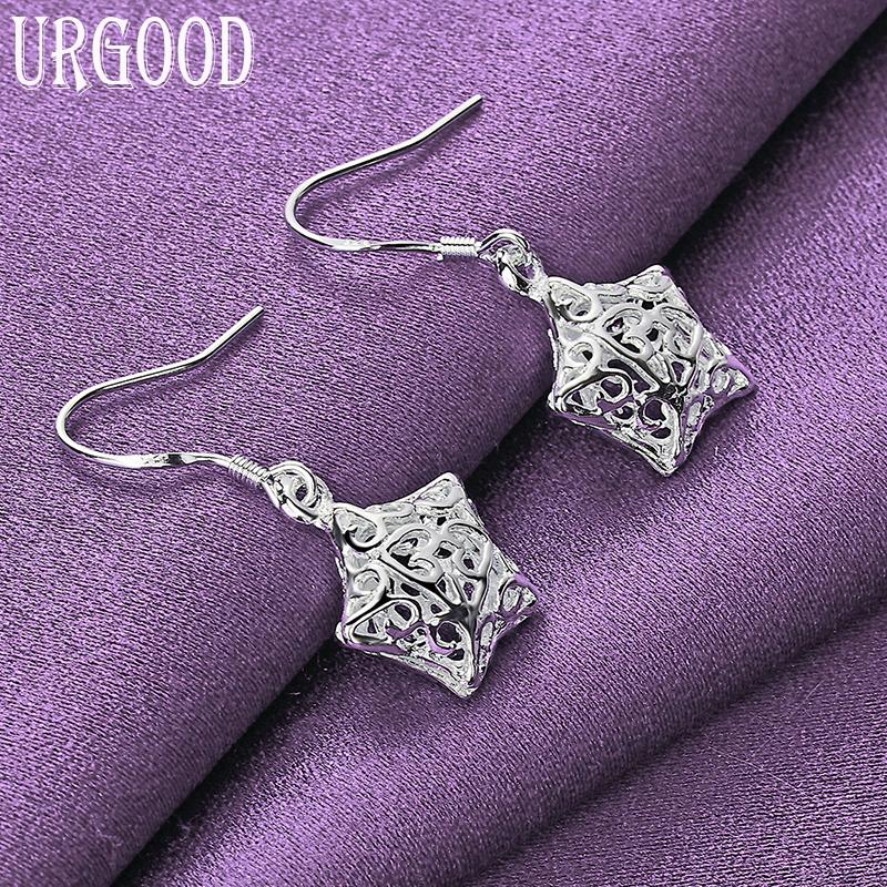 925 Sterling Silver Hollow Star Drop Earrings Jewelry
