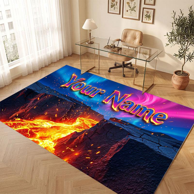 Abstract Personalized Theme Crystal Velvet Floor Rug Personalized Custom Name Text Warm Carpet Home Decoration