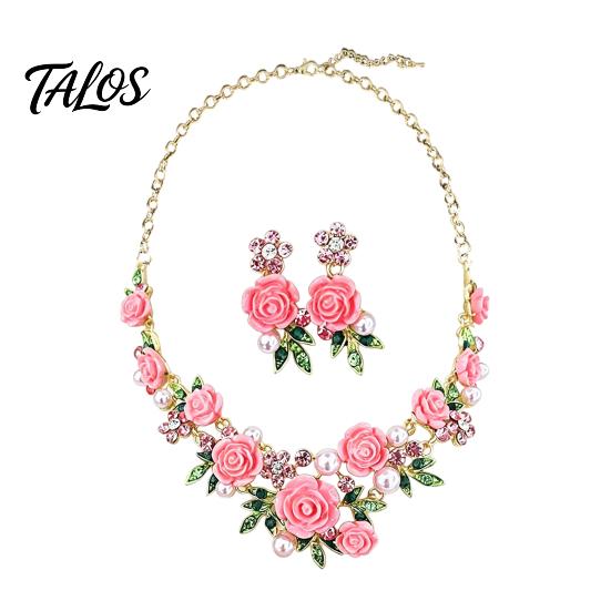 Necklace And Earrings Set 1 Camellia Choker Earrings, Faux Pearl Rhinestone Luxury Jewelry Elegant Flower for Women Daily Wear Party Date High-quality