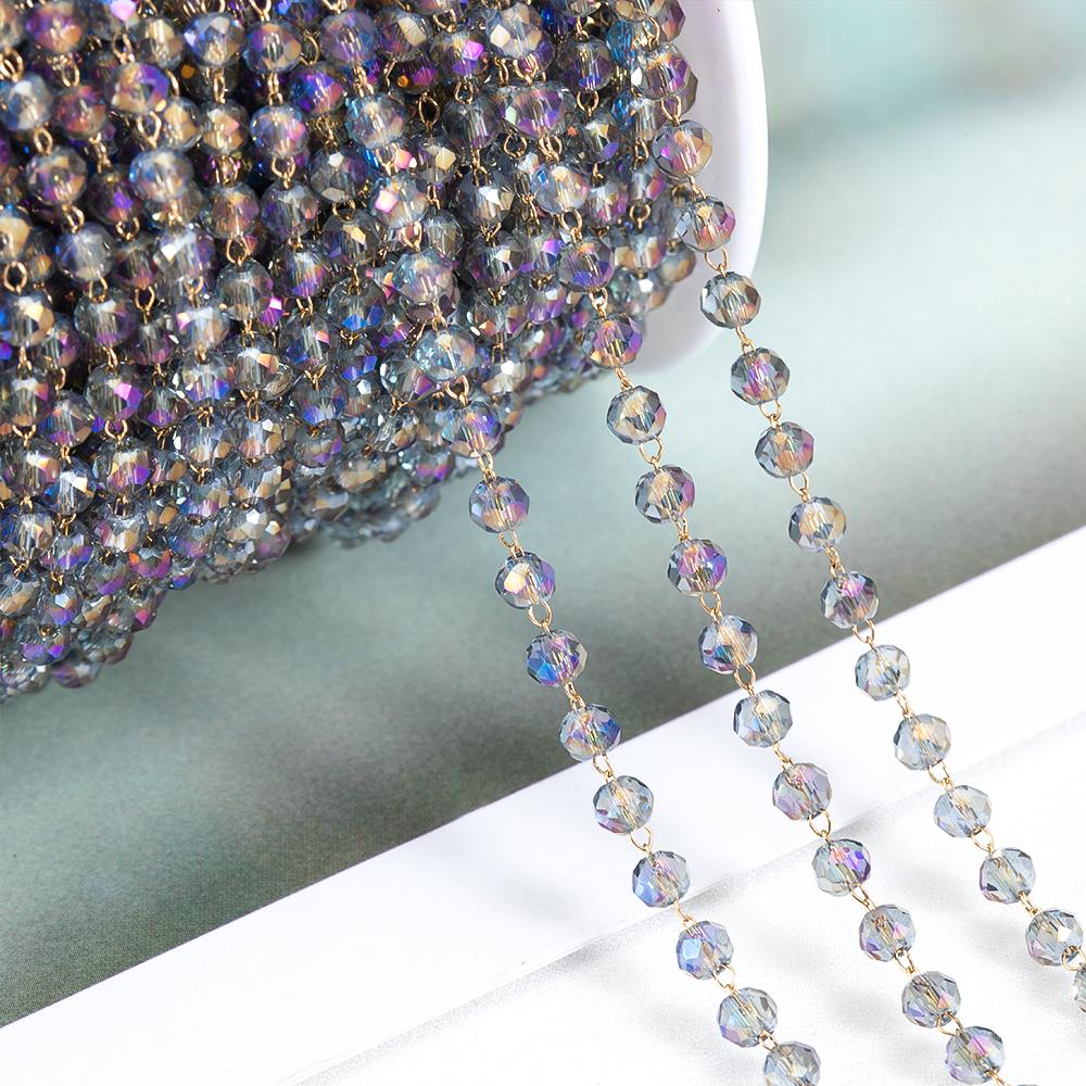 Wholesale 1 meter 3.5MM Crystal Bead Chain Necklace Bracelet Round Beads Pendant Jewelry Women Sparkling Charm Choker Accessorie 3.5mm Beads