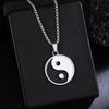 Collana con Ciondolo Yin Yang in Diamante Retrò Europeo e Americano - Catena per Maglione Tai Chi Personalizzata, Accessorio alla Moda in Acciaio Inossidabile
