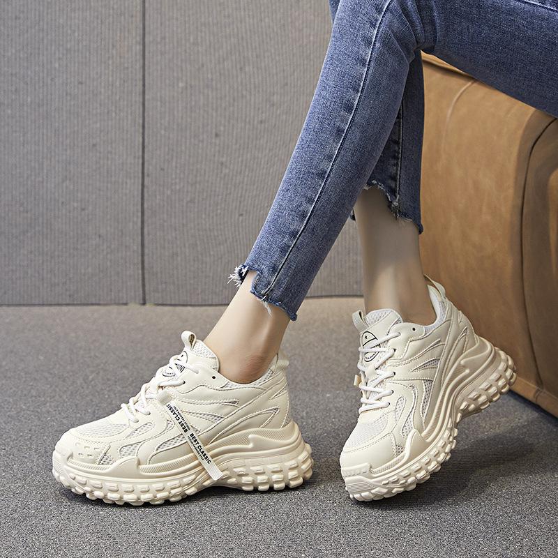 

Dad shoes new autumn and winter thick sole inner height increase leisure sports single shoes small A 34 чёрный