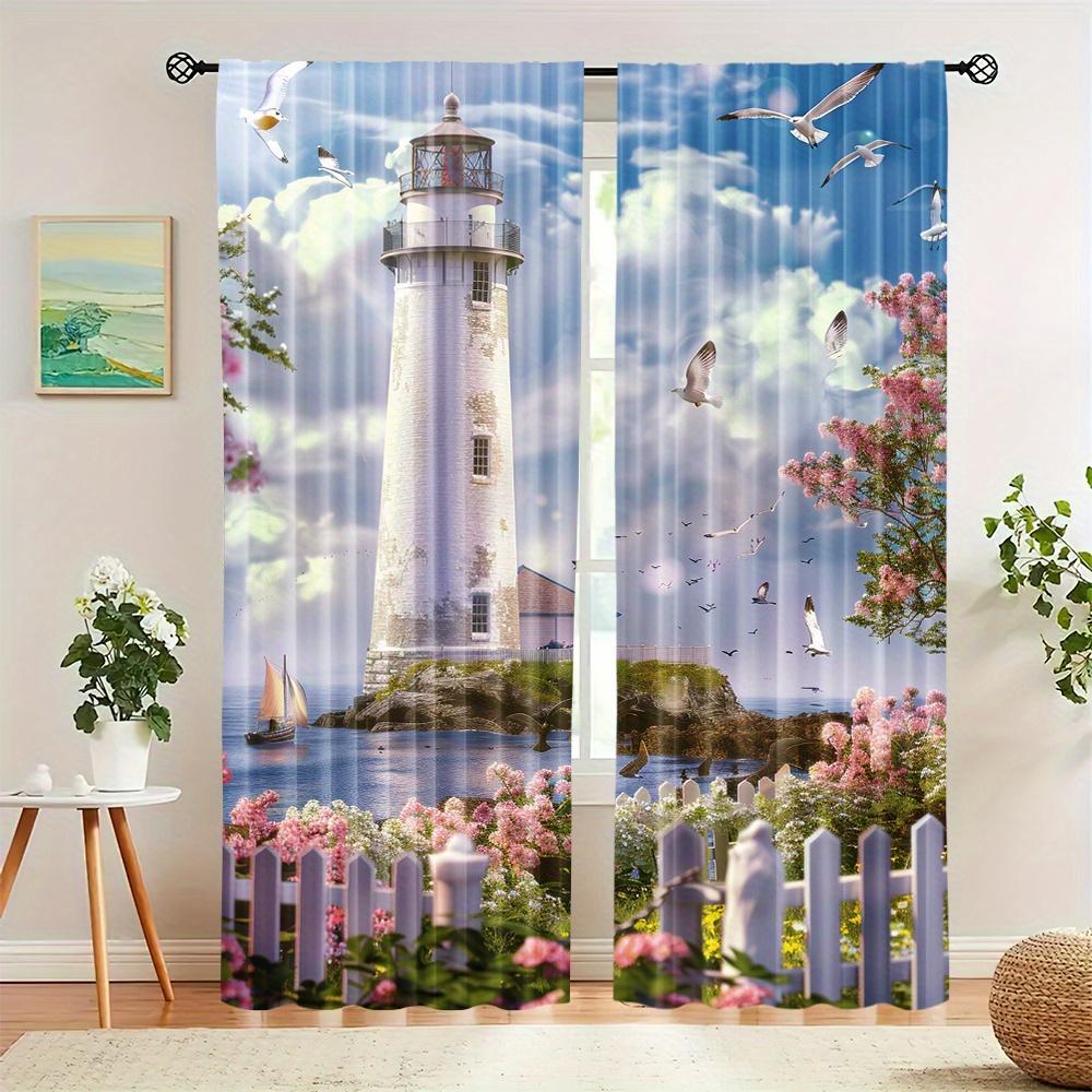Park Nature Four Seasons Landscape Semi-Blackout Curtains 2Pcs Art Deco Drapes Rod Pocket Decoration for Bedroom Kitchen Blinds