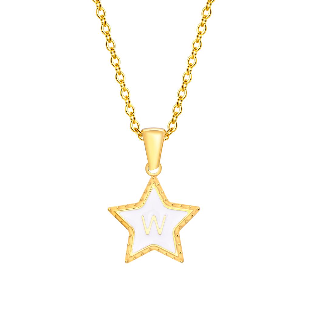 Initial Alphabet A-Z 26 Letter Star Pendant Necklaces for Women,Cute Romantic Stainless Steel Charm Necklace Name Collar Jewelry