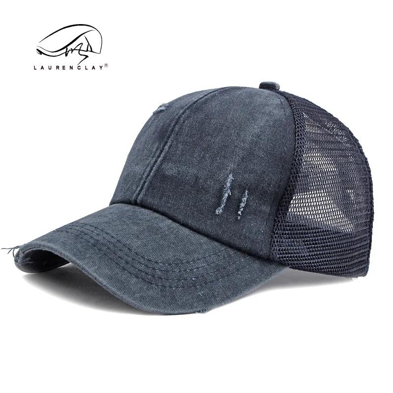Criss Cross Hat Washed Distressed Baseball Cap Ponytail Hat High Messy Bun Ponycap for Women