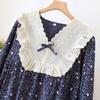Spring and Fall Women's Cotton Long Sleeved Nightgown Simple Plus Size Double-layer Gauze Lace Design Night Wear Dress Outfit
