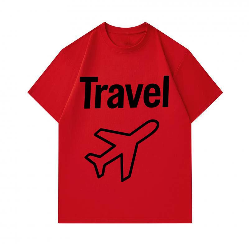 Men's 100% Cotton Crew Neck Short Sleeve T-Shirt, Casual Travel Airplane Graphic Print Comfortable Lightweight Tee For Daily Outdoor Vacation Street W