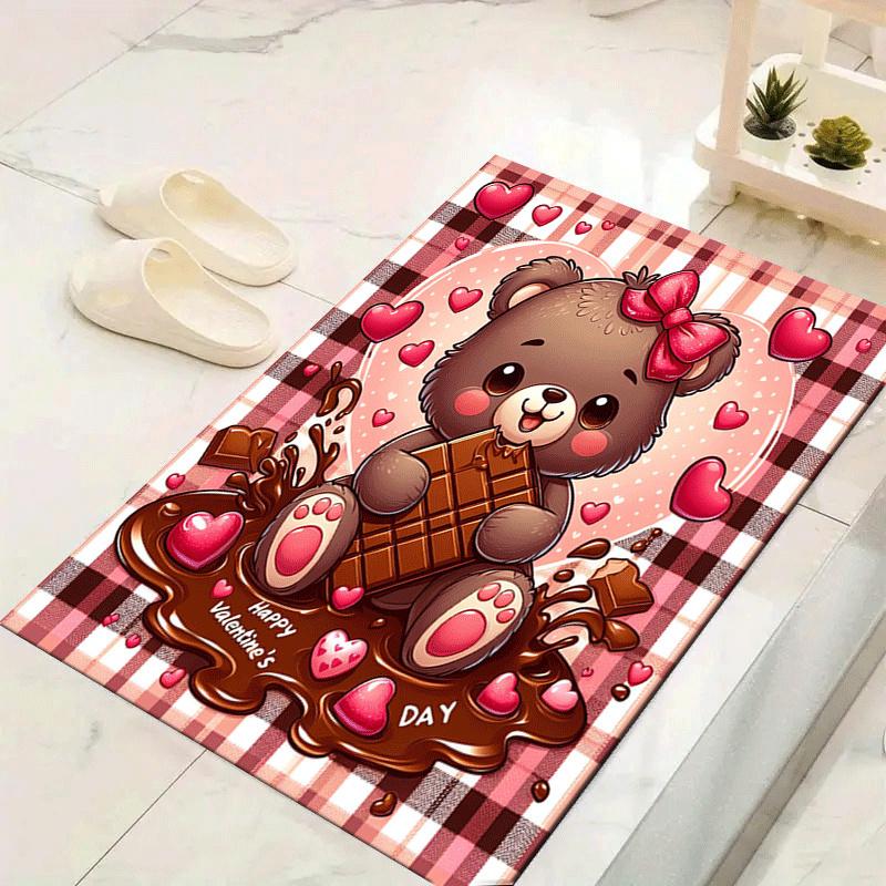 

1pc Chocolate Bear Print, Design Indoor Area Rug - Soft, Anti-Slip, and Durable Gaming Room Decor for Bedroom 60cm by 90cm
