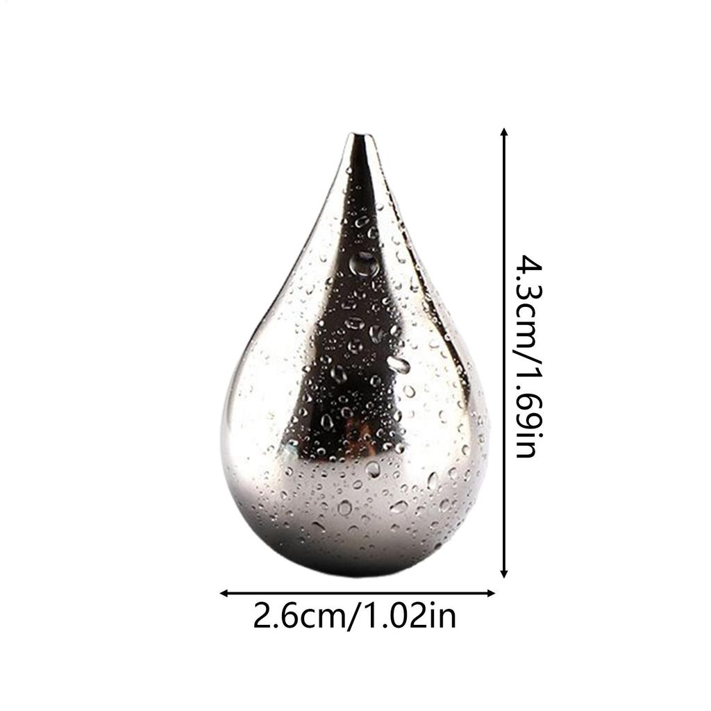 Steel Ice Block 6 Pieces Reusable Water Drop Shaped Metal Cubes Whiskey Stones Chilling Rocks For Housewarming Parties Fathers