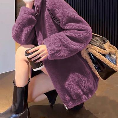 Jacket Women's Small Temperament Thickened Sweater Autumn and Winter New Women's Stand-up Collar Trend Double-sided Velvet Large Size Women's Clothing