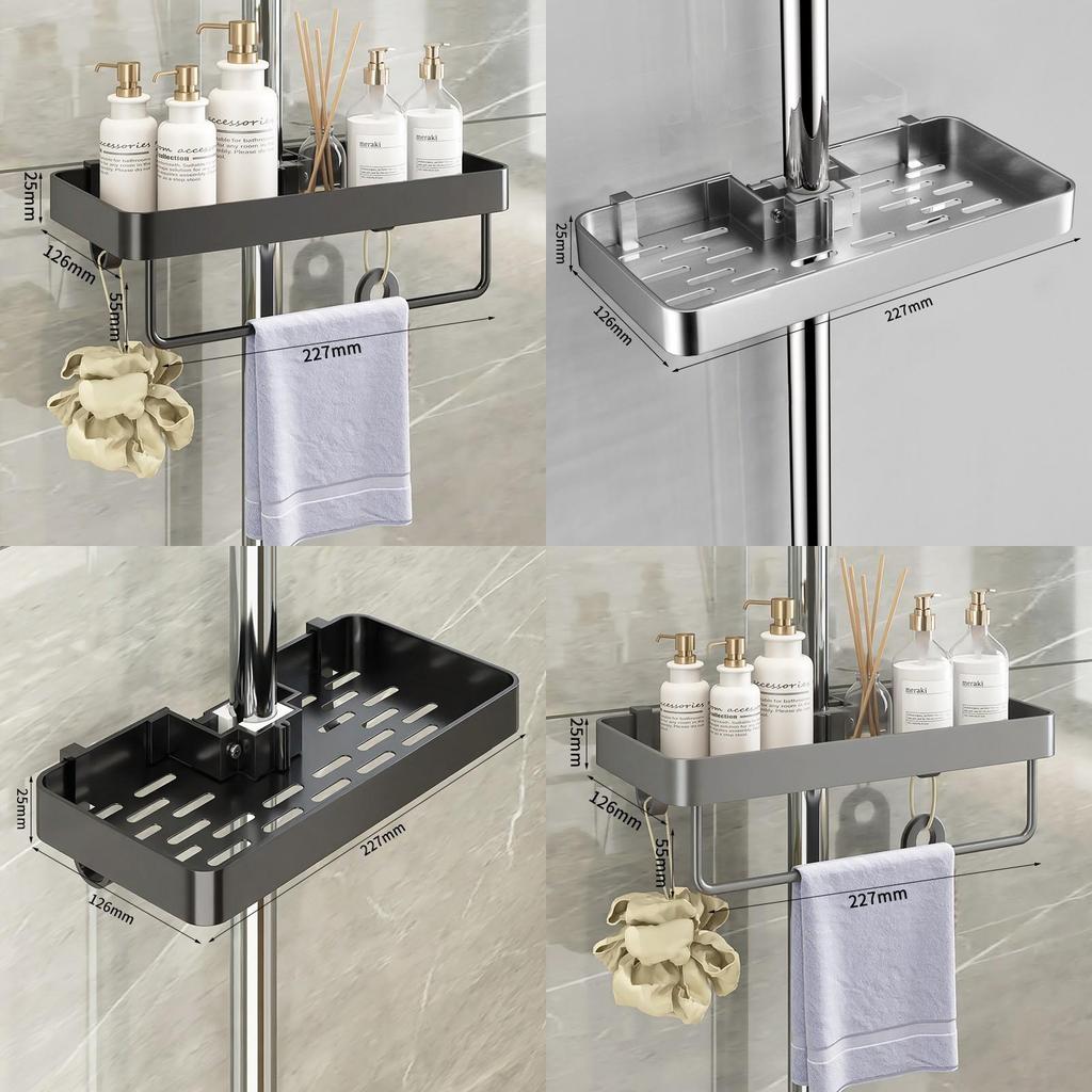 Modern Minimalist Plastic Bathroom Wall Shelf With No Drilling For Shower And Kitchen Storage