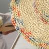 Mint Mambo flower straw hat women's summer big brim straw bucket hat foldable seaside sunshade sunscreen hat