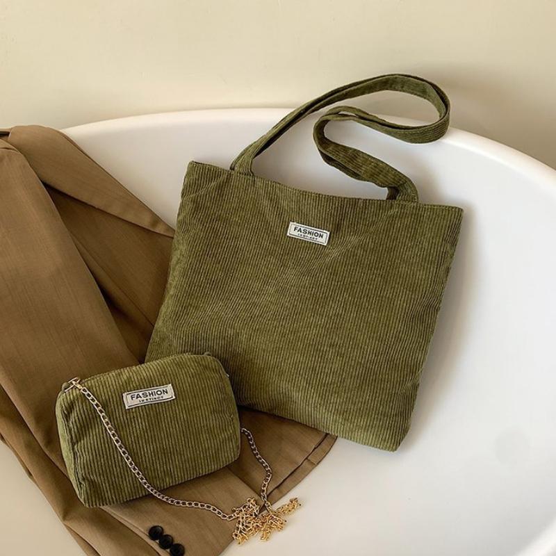 New Fashiable Flow Large Capacity Casual Lightweight Corduroy Handbag Fashiable Street One Shoulder Package