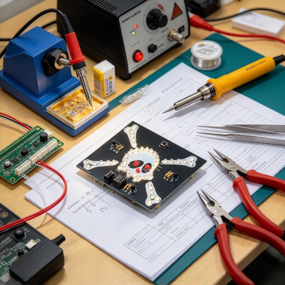 DC 5V Skull Led Light Diy Soldering Kit DC002 Interface 3 Lighting Modes Electronic Practice Kit For Beginner Welding Training