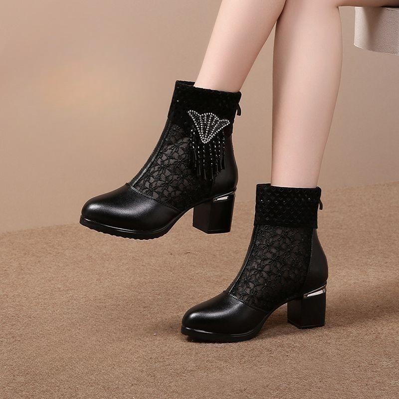 Rhinestones Mesh Hollow Breathable With Medium Heels Women's Sandals Sales 2025 Luxury Summer Offers Comfortable Ladies Shoes