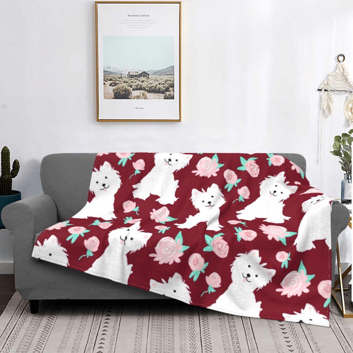 

Cute West Highland White Terrier Blanket for Kids Girls Pet Lovers Birthday Gift,Soft Cozy Fleece Blanket for Room Couch Bed 75x90cm