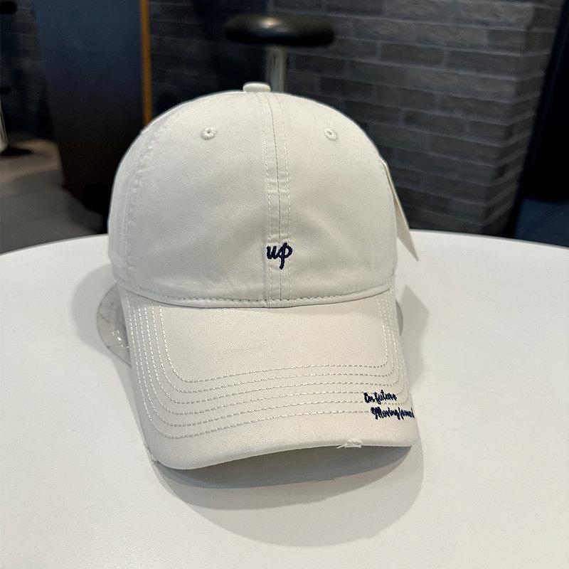 UP letter embroidered baseball cap for women, small face, deep top, wide bay eaves, sun protection, sunshade, soft top cap for men, American style