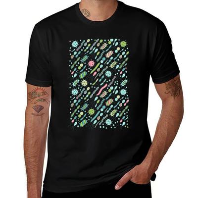 Mikrobenmuster Bakteriendesign für Biologieliebhaber Virusillustration T-Shirt Tägliche Kleidung Druck T-Shirt