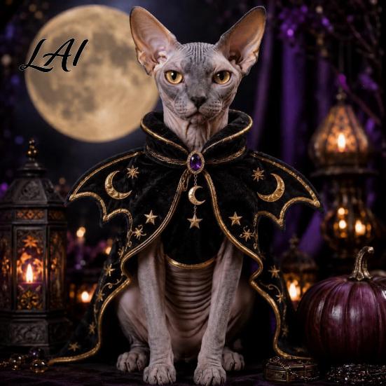 Mantello Decorativo per Animali Domestici Costume da Strega per Gatto di Halloween Mantello Fantasma Carino Costume Divertente per Feste Abbigliamento per Festival Cosplay da Gattino per Accessori Festivi