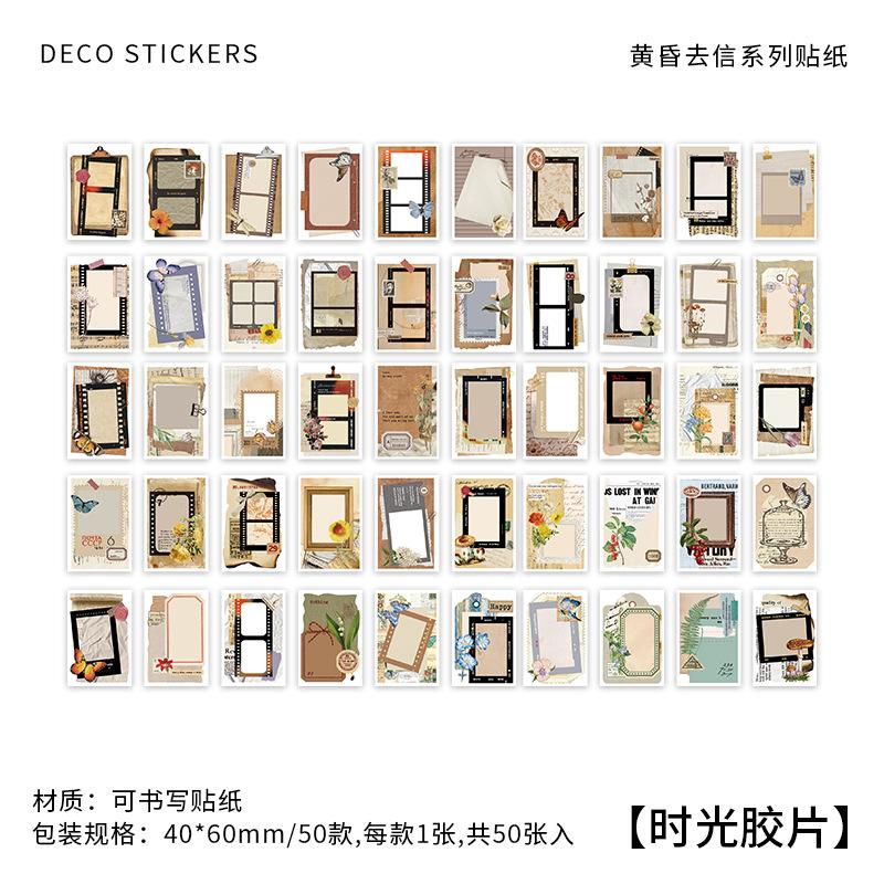 50Pcs Aesthetic Vintage Collage Stickers Book Retro Decorative Paper Stickers For DIY Scrapbooking Journal