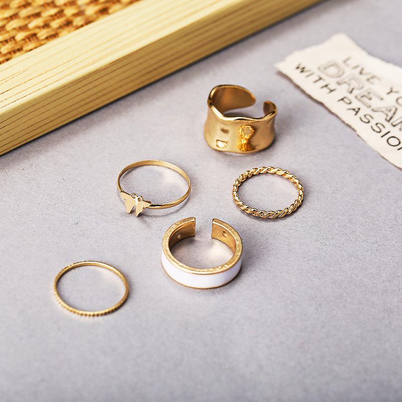 10-Piece Moon, Star, Leaf, and Love Rhinestone Ring Set