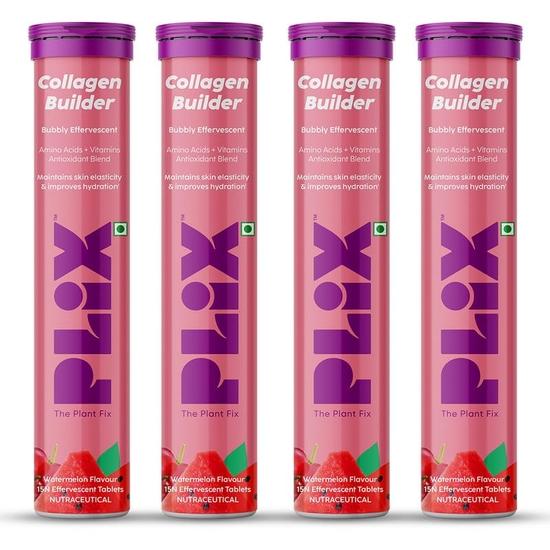 

PLIX - THE PLANT FIX Collagen Builder Bubbly Effervescent-15 Capsules (Pack Of 4,Watermelon) For Hydrated Skin & Anti-Aging|Amino Acid Blend ,4 Count