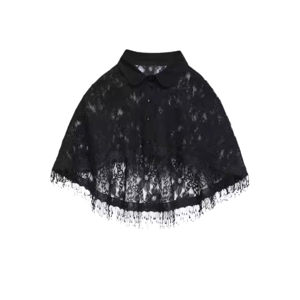 Retro Embroidered Lace Cheongsam Cape Shawl Cardigan with Tassels