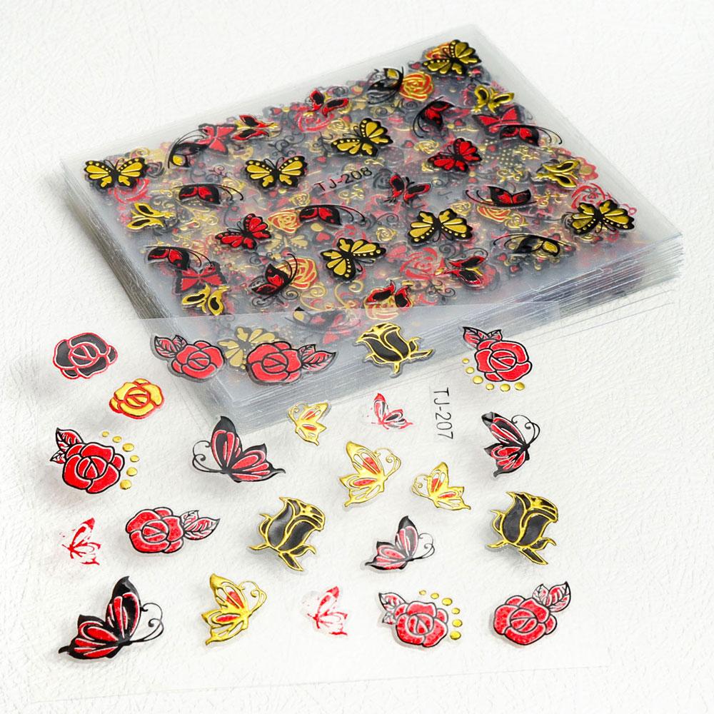 

30 шт. Штамповка золотых смешанных наклеек для дизайна ногтей самоклеящиеся наклейки для ногтей в виде бабочек и звезд украшения принадлежности для стилистов по маникюру