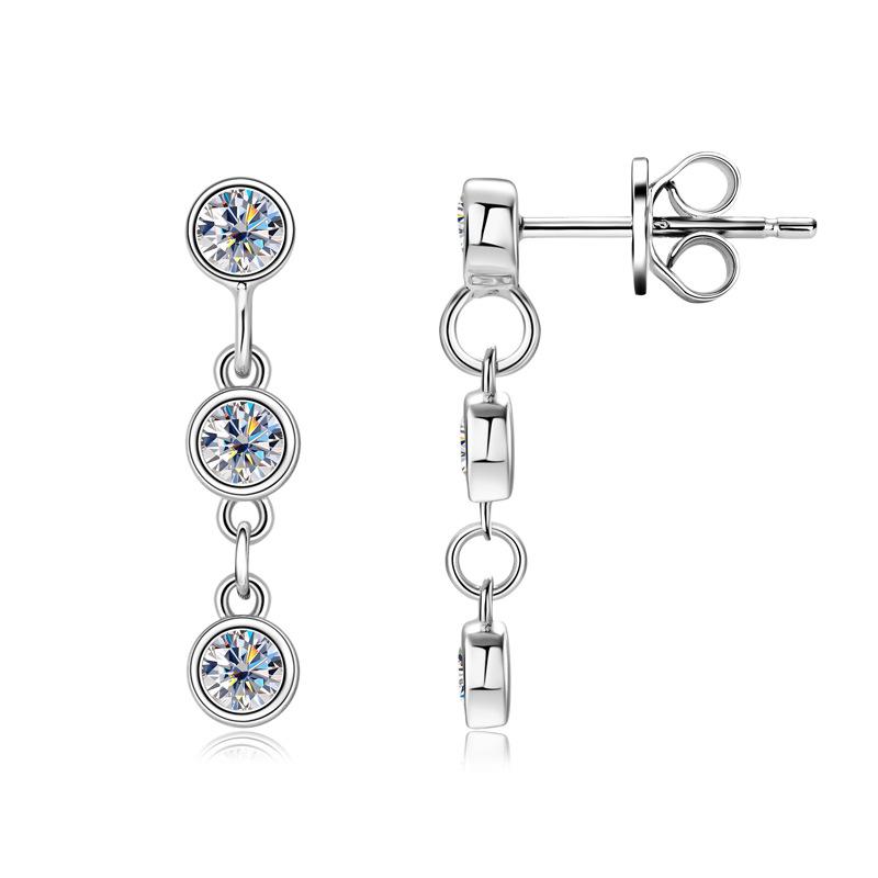 Silvere Glam The Versatile Moissanite Ear Studs, Women's Tassels, Niche Design, Exude A Sense Of Sophistication. S925 Sterling Silver Earrings