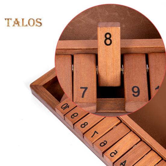 Shut The Box Brettspiel mit 8 Würfeln, 4-Wege-Lernspiel, Mathematik, Zahlen, Strategiespiel, 4 Spieler, Kinder, Erwachsene, Familienabend, Party, Holzspielzeug zum Schließen der Box