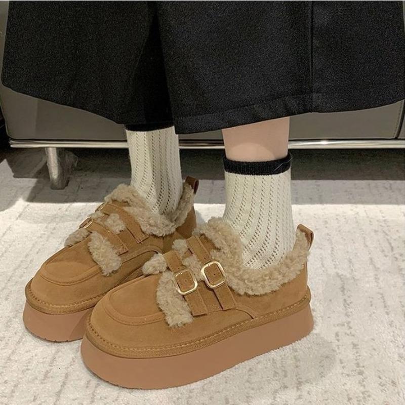 New Velvet Women's Winter Thickened Warm Women's Shoes Cotton Shoes Platform Snow Boots